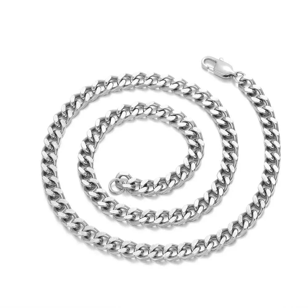 6mm Four-Sided Cut Cuban Chain Necklace with Box Clasp for Men | Caratix Jewelry - CaratixJewelry