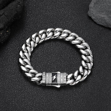 Clasp Stainless Steel Cuban Chain Bracelet - CaratixJewelry