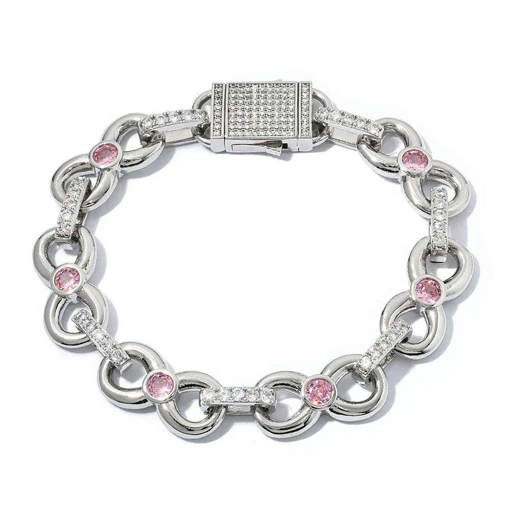 Custom Pink Zircon Infinity 8 Link Iced Out Chain for Rapper | Caratix - CaratixJewelry