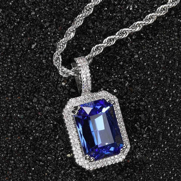Custom Colored Gemstone Pendant Necklace with Zircon Stones for Men and Women | Caratix Jewelry - CaratixJewelry