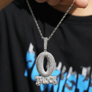 Luxury O-Block Iced Out Letter Pendant | Men's Hip Hop Drill Culture Necklace | Premium Copper CZ Jewelry | Street Legend Bling | Caratix - CaratixJewelry
