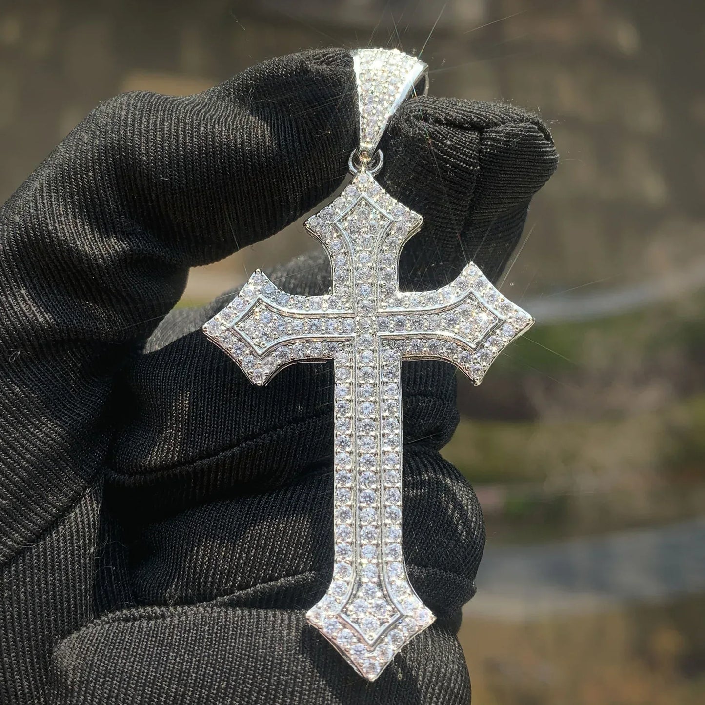 Iced Out Cross Pendant with Gold Plating & Zircon Stones - CaratixJewelry