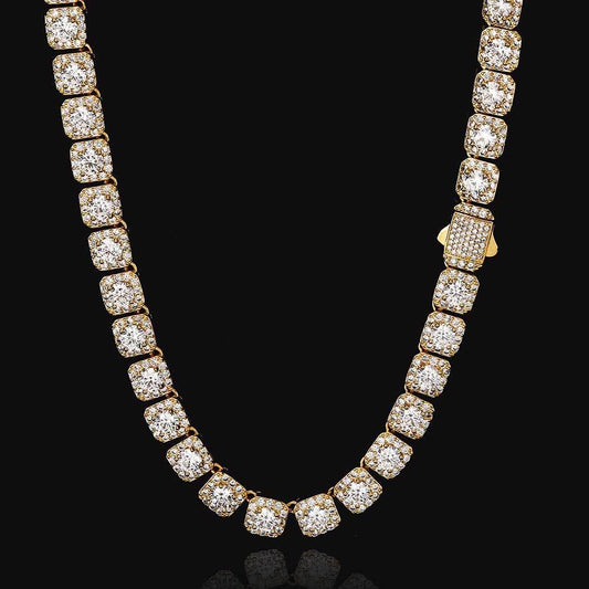 10mm Iced Out Square Chain Zircon Necklace with Spring Clasp for Men | Caratix Jewelry - CaratixJewelry