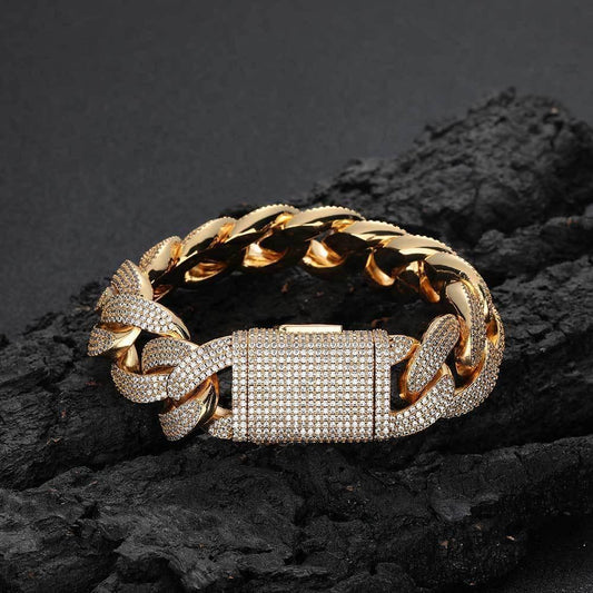 20mm 4-Row Zircon Bubble Cuban Chain Bracelet for Men | Caratix Jewelry - CaratixJewelry