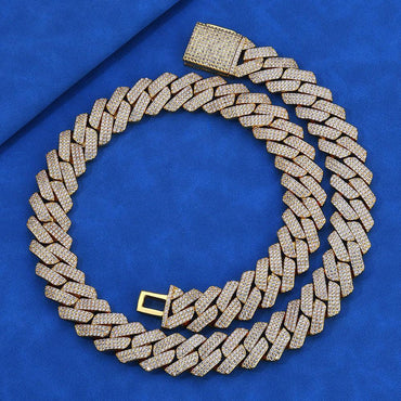 20mm -Cut Moissanite Cuban Link Chain – S925 Sterling Silver Iced-Out Hip Hop Men’s Bold Luxury Streetwear Necklace - CaratixJewelry