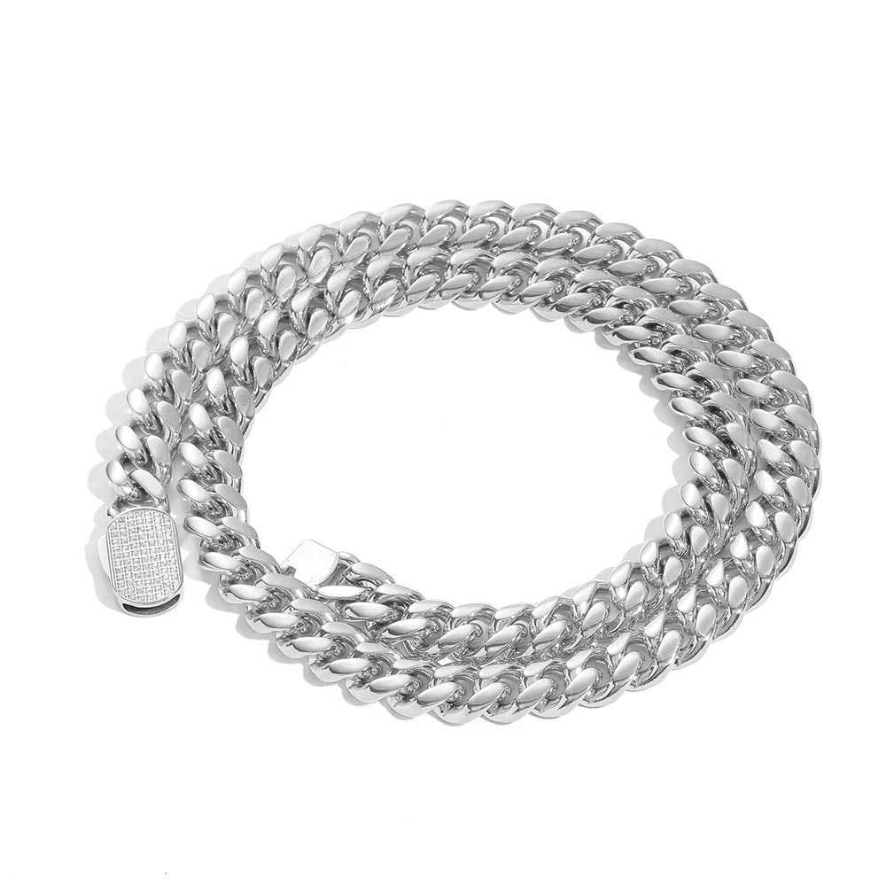 Stainless Steel Iced Out Cuban Chain Zircon Necklace with Spring Clasp for Men | Caratix Jewelry - CaratixJewelry