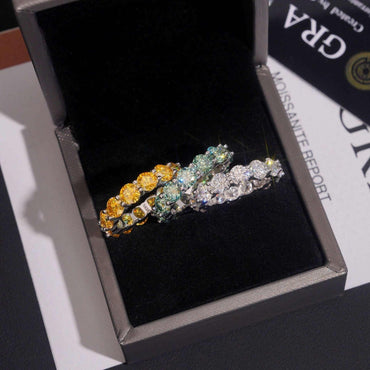 5mm Colored Moissanite Band Ring | S925 Silver Unisex Iced Out Hip Hop Jewelry - CaratixJewelry