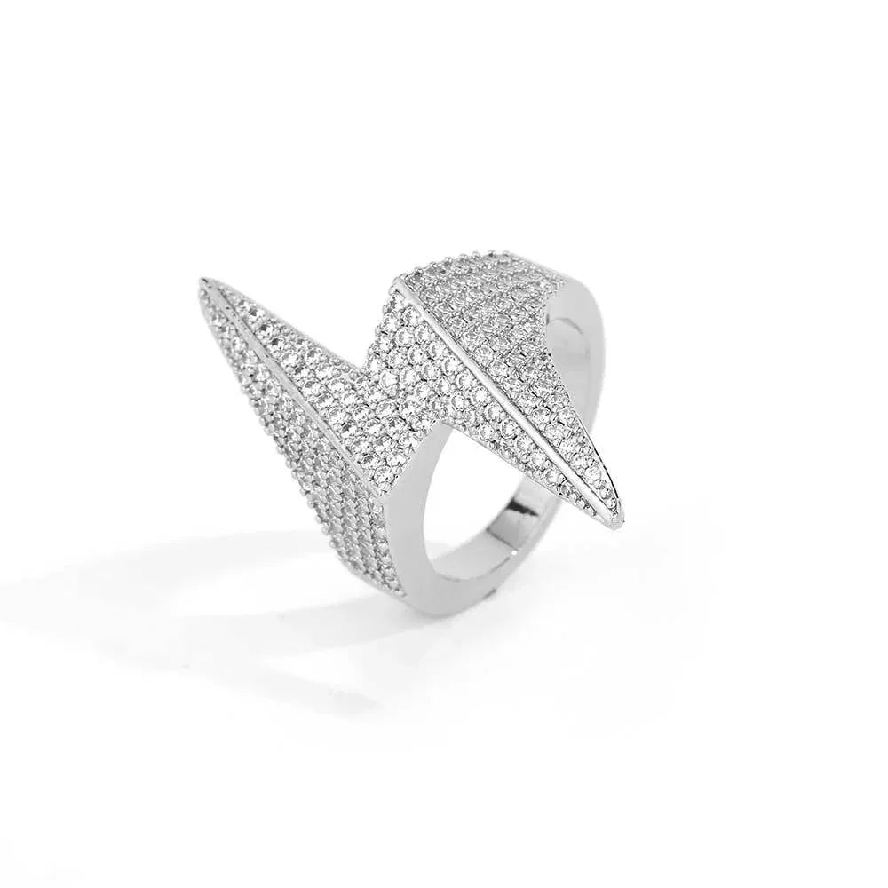 Zircon Lightning Bolt Ring for Men | Luxury Hip Hop Jewelry | Caratix Jewelry - CaratixJewelry