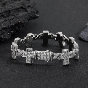 Iced Out Infinity Cross Bracelet Zircon Rapper Iced Out Chain Style for Men | Caratix Jewelry - CaratixJewelry
