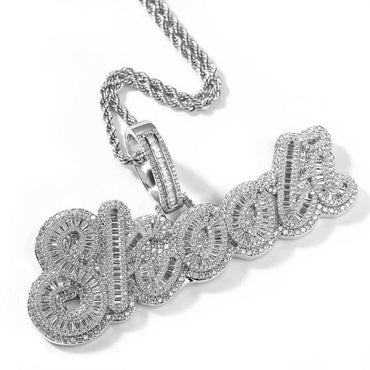 Round and Square Letter Pendant Necklace with Mixed Zircon Stones for Men and Women | Caratix Jewelry - CaratixJewelry