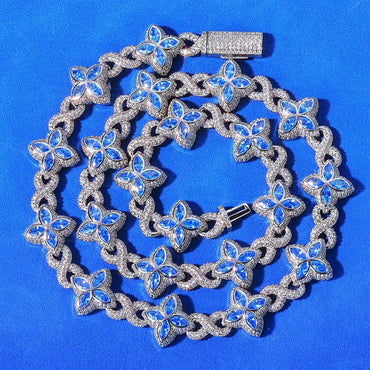 8mm S925 Silver Moissanite Infinity 8 Clover Cuban Chain | VVS Moissanite Rapper Chain | Tester Passed | Caratix - CaratixJewelry