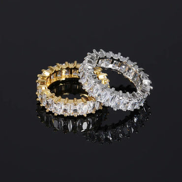 6mm Single-Row T-Shaped Zircon Ring with 18K Gold Plating for Men and Women | Trendy Hip Hop Jewelry | Caratix Jewelry - CaratixJewelry