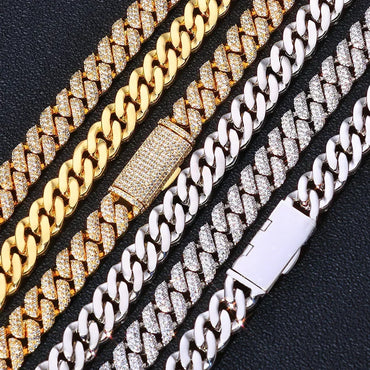 10mm Triple-Row Moissanite Cuban Link Chain for Men – S925 Sterling Silver High-Quality Luxury Hip Hop Necklace - CaratixJewelry