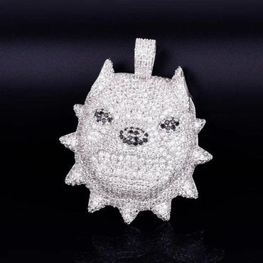 Iced Out 3D Pitbull Dog Pendant | Men's American Bully Head Necklace | Premium Copper CZ Canine Jewelry | Beast Mode Bling | Caratix - CaratixJewelry