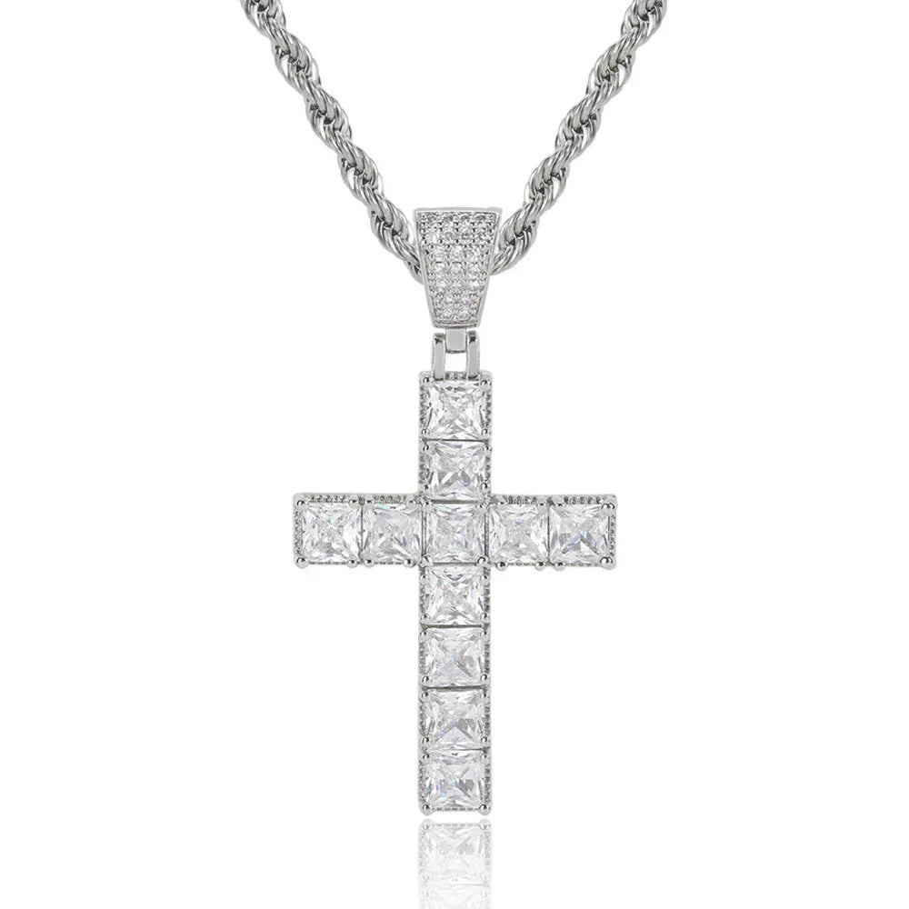 Custom Pendants Square-Cut Iced Cross | Vintage Hip Hop Necklace for Men | Caratix - CaratixJewelry