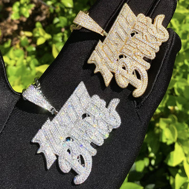 Iced Out "Hustle or Broke" Pendant | Men's Motivational Statement Necklace - CaratixJewelry