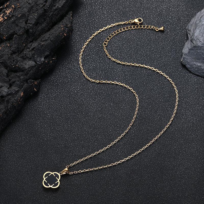 Minimal Floral Charm Pendant Necklace Stainless Steel for Women | Caratix Jewelry - CaratixJewelry