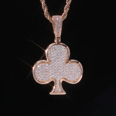 Iced Out Plum Blossom Pendant Necklace Zircon Gold Chain Rapper Style | Caratix Jewelry - CaratixJewelry