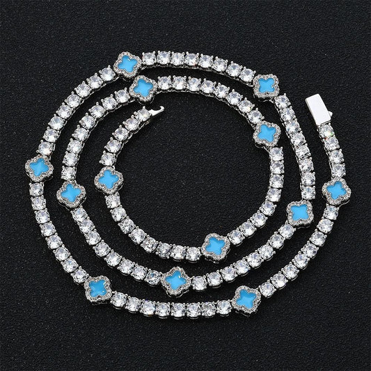 Enamel Moissanite Tennis Chain Necklace – S925 Sterling Silver Luxury Hip Hop Jewelry - CaratixJewelry