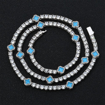 4mm Clover-Shaped Tennis Chain Necklace with Zircon Hip Hop Jewelry for Men | Caratix Jewelry - CaratixJewelry