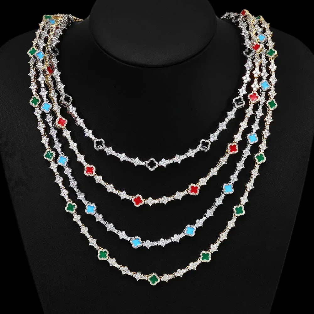 6.5mm Enamel Figure 8 Tennis Chain Zircon Hip Hop Jewelry Necklace | Caratix Jewelry - CaratixJewelry