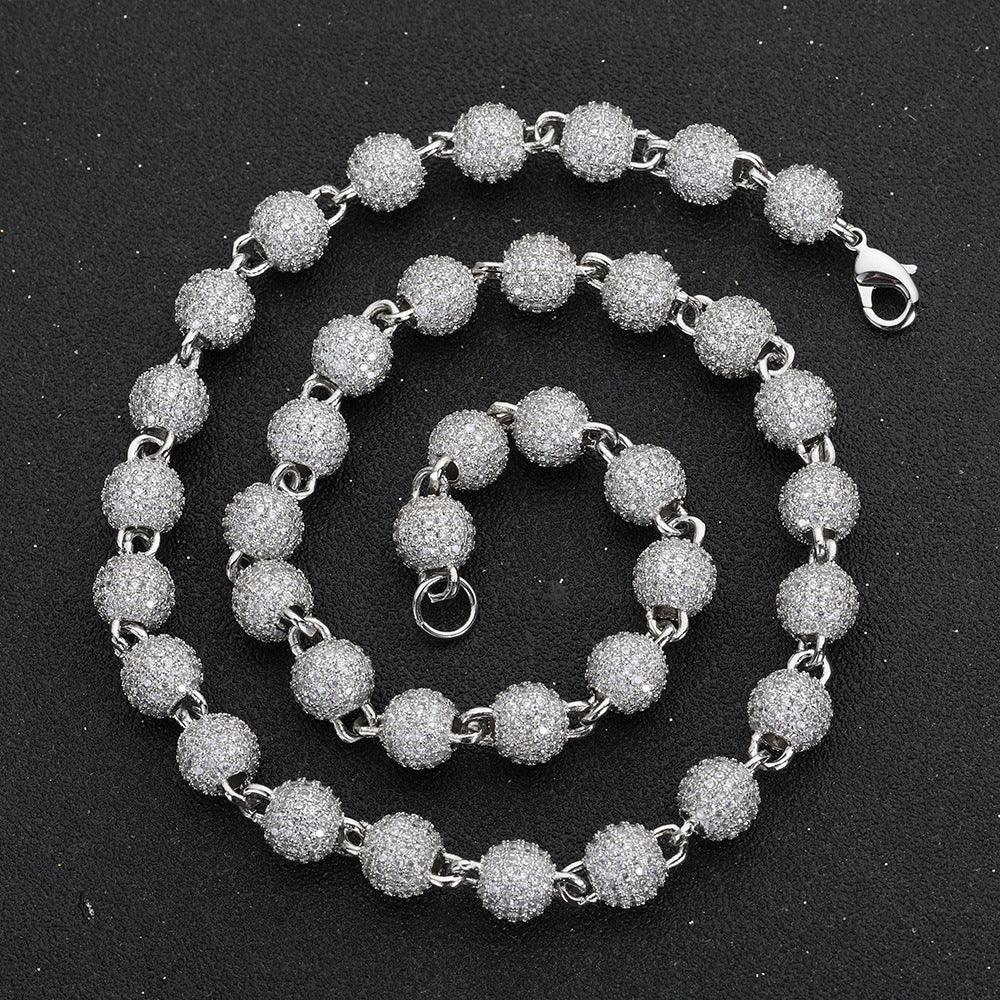 8mm Iced Out Bead Chain Zircon Hip Hop Necklace | Caratix Jewelry - CaratixJewelry