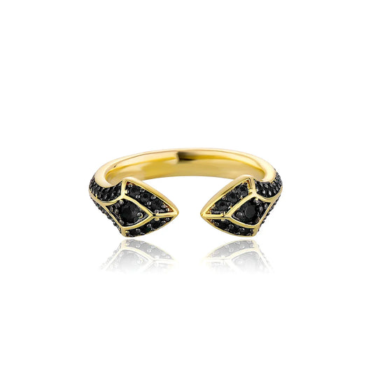 Double-Headed Snake Ring | Iced Out Guardian Serpent Band | Caratix