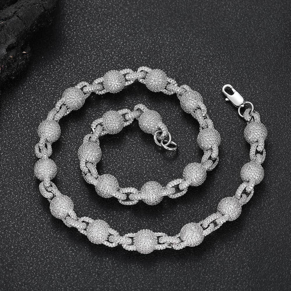10.5mm Bubble Bead Chain Zircon Hip Hop Necklace for Men | Caratix Jewelry - CaratixJewelry