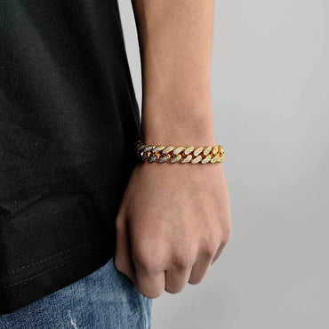 12mm Double Row Zircon Cuban Chain Bracelet - CaratixJewelry