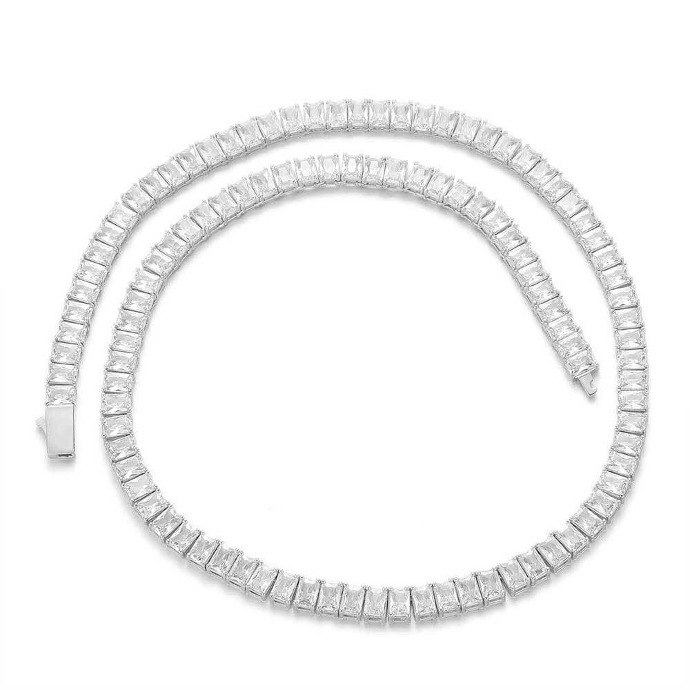 6mm Rectangular Moissanite Tennis Chain Necklace for Women – S925 Sterling Silver Luxury Hip Hop Jewelry - CaratixJewelry