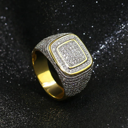 Men's Full Size Iced Out Ring | Micro-Pave Zirconia Hip Hop Band | Caratix