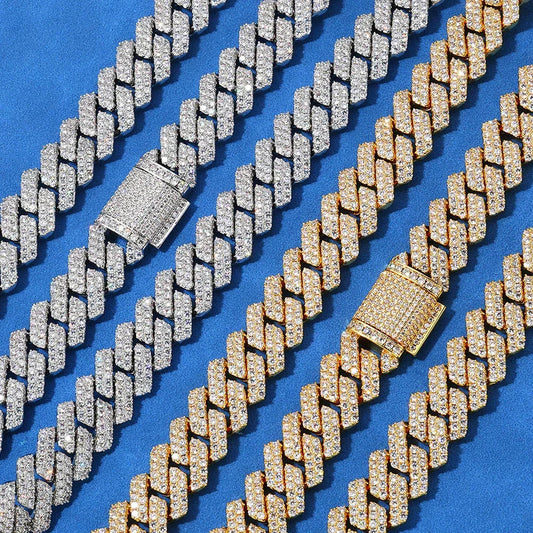 14mm Iced Out Cut Cuban Chain Necklace Double Row Zircon - CaratixJewelry