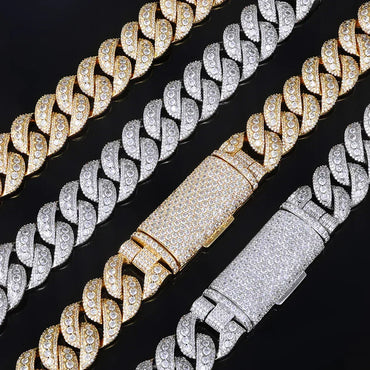 18mm Zircon Cuban Chain Necklace Hip Hop Jewelry - CaratixJewelry