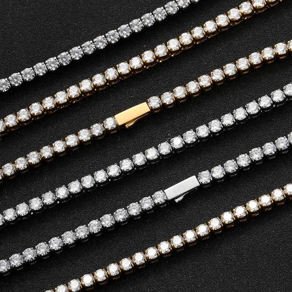 Stainless Steel Tennis Chain Zircon Hip Hop Bling Necklace for Men | Caratix Jewelry - CaratixJewelry