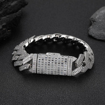 20mm Double Row T-Cut Zircon Cuban Link Bracelet - CaratixJewelry