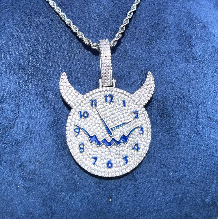 Men's Niche Skull Watch Necklace | 14K Gold Finish CZ Hip Hop Bling - CaratixJewelry