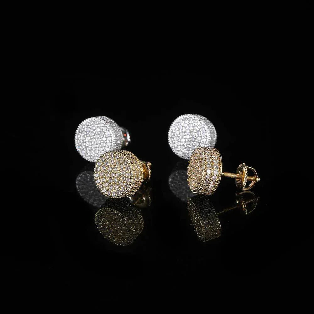 Men's Zircon Round Stud Earrings with Silver Pin | Luxury Hip Hop Jewelry | Caratix Jewelry - CaratixJewelry