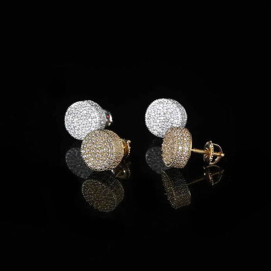 Men's Zircon Round Stud Earrings with Silver Pin | Luxury Hip Hop Jewelry | Caratix Jewelry - CaratixJewelry