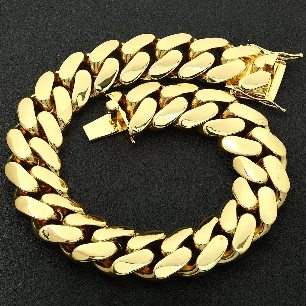 Polished Cuban Chain Necklace with Box Clasp Hip Hop Jewelry for Men | Caratix Jewelry - CaratixJewelry