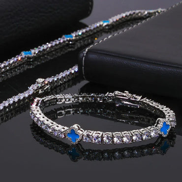 Iced Out Tennis Necklace Zircon Floral Charm Hip Hop Jewelry for Women | Caratix Jewelry - CaratixJewelry