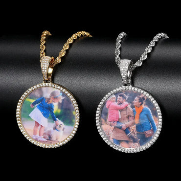 Custom Photo Pendant Hip Hop Necklace with Copper Frame and Zircon for Men | Caratix Jewelry - CaratixJewelry