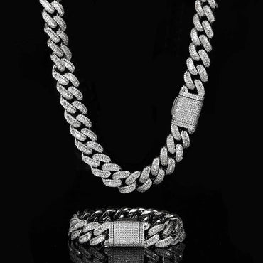 15mm Iced Out Cuban Chain Necklace T-Cut Zircon - CaratixJewelry