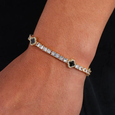 4mm S925 Sterling Silver Moissanite Clover Bracelet | VVS Moissanite Tennis Chain | High-End Gold Chain Rapper Aesthetic | Caratix - CaratixJewelry
