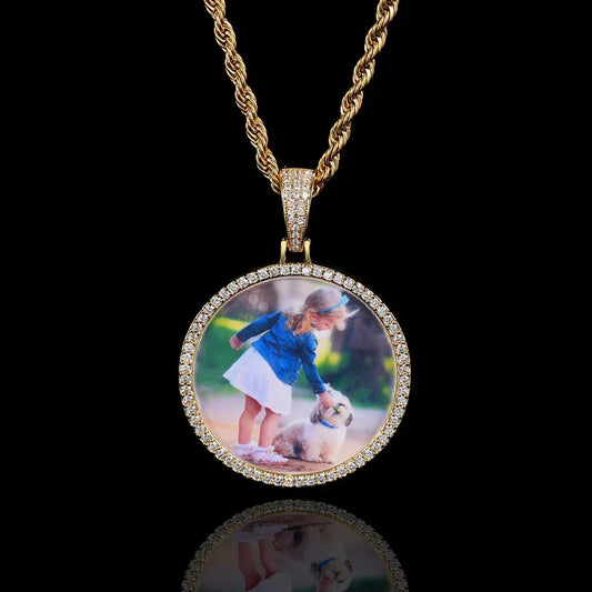 Custom Photo Pendant Hip Hop Necklace with Copper Frame and Zircon for Men | Caratix Jewelry - CaratixJewelry