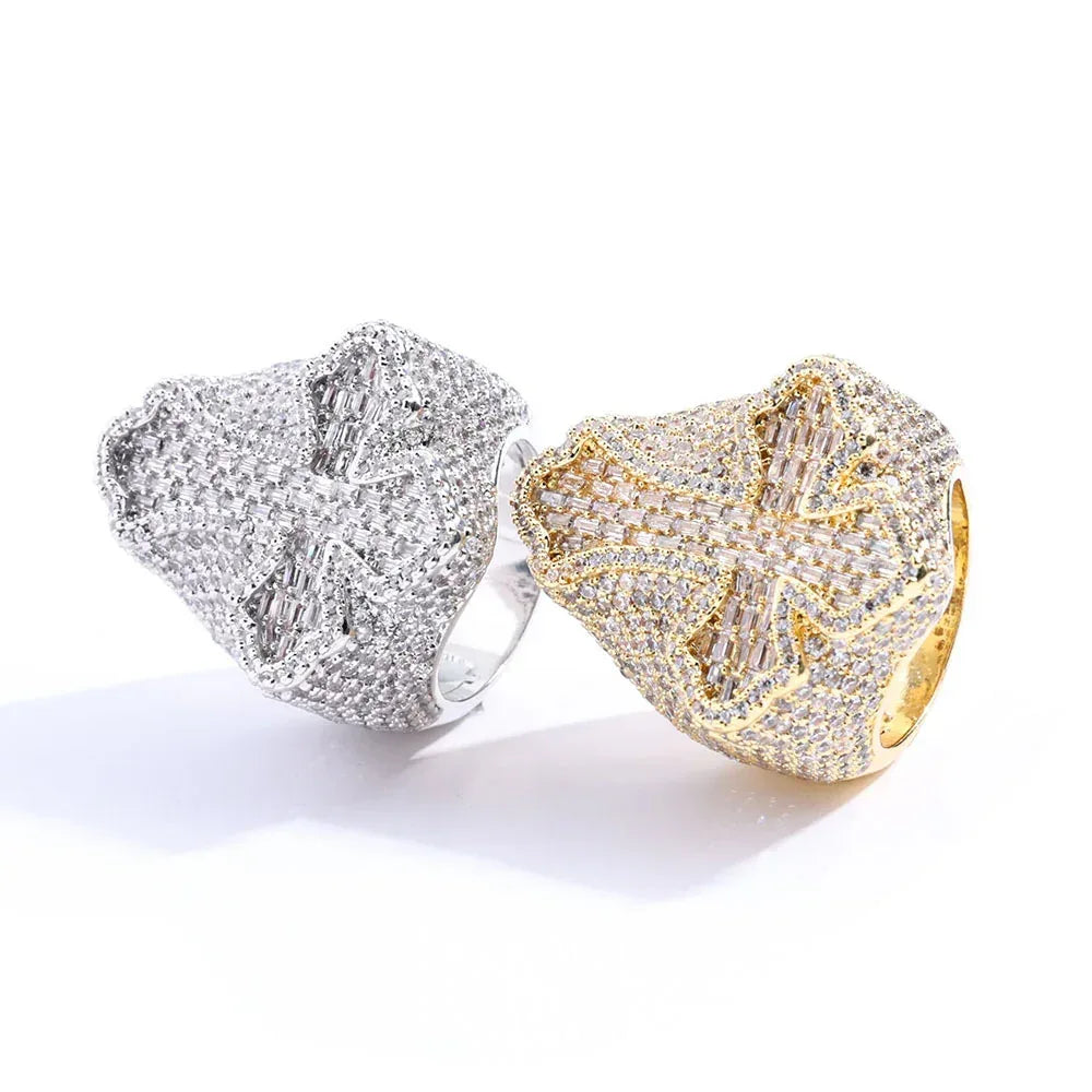 Zircon Cross Ring for Men | Trendy Hip Hop Jewelry | Caratix Jewelry - CaratixJewelry