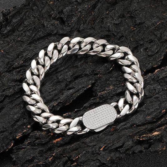 Titanium Steel Cuban Chain Necklace with Zircon Caratix - CaratixJewelry
