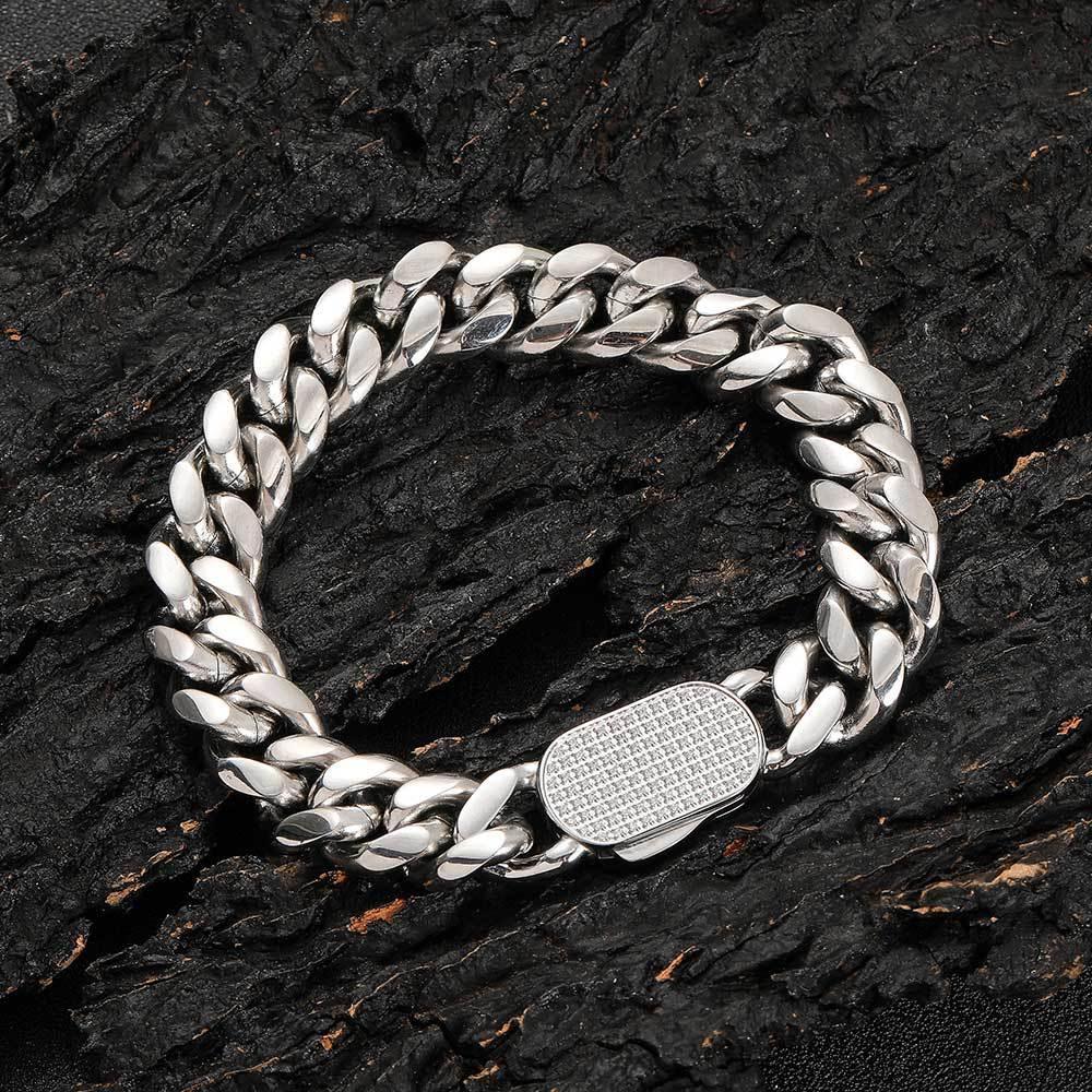 Titanium Steel Cuban Chain Necklace with Zircon Caratix - CaratixJewelry