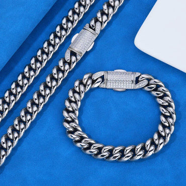 12mm Rounded Cuban Chain Necklace Titanium Steel for Men | Caratix Jewelry - CaratixJewelry