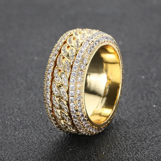 Rotating Cuban Zircon Ring for Men | Trendy Hip Hop Jewelry | Caratix Jewelry - CaratixJewelry