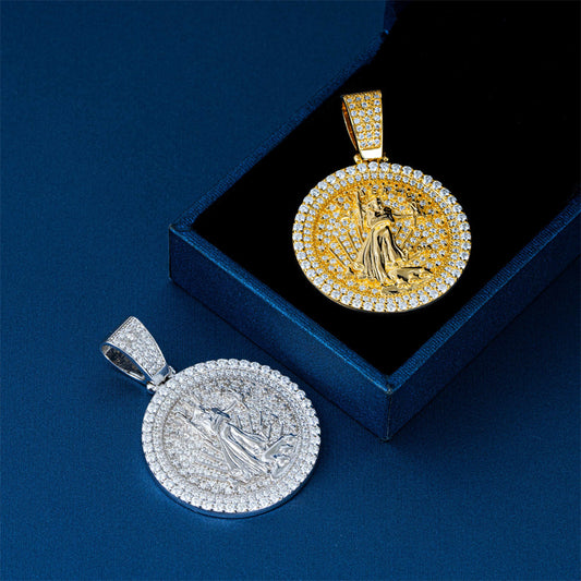 S925 Sterling Silver Moissanite Yin Yang Pendant | Iced Out Tai Chi Charm for Tennis Chain | Caratix